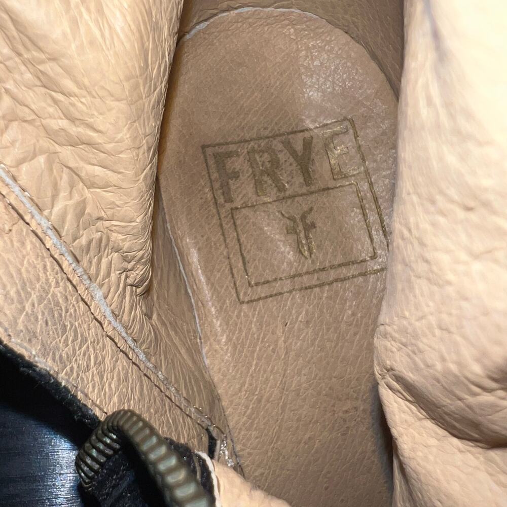 Frye Kelly Black Leather Over the Knee Boots Buckle Strap Block Heel Riding boot - Picture 7 of 12